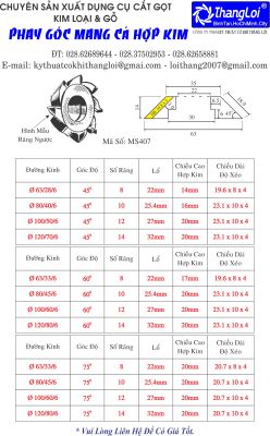 DAO PHAY GÓC MANG CÁ HỢP KIM
