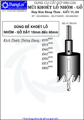 MŨI KHOÉT LỔ NHÔM - GỖ THẮNG LỢI