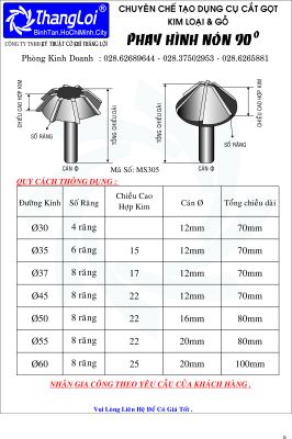 DAO PHAY HÌNH NÓN 90 ĐỘ